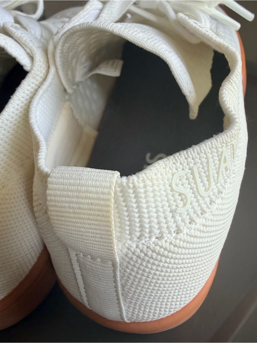 Suavs Unisex Ivory Knit Sneakers with Tan Sole - Picture 4 of 10